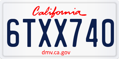 CA license plate 6TXX740