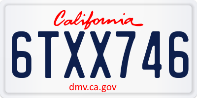 CA license plate 6TXX746