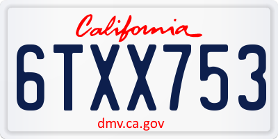 CA license plate 6TXX753