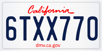 CA license plate 6TXX770