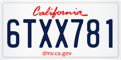 CA license plate 6TXX781