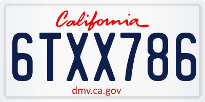 CA license plate 6TXX786