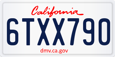 CA license plate 6TXX790