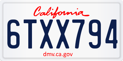 CA license plate 6TXX794