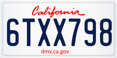 CA license plate 6TXX798
