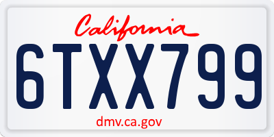 CA license plate 6TXX799