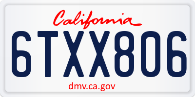 CA license plate 6TXX806