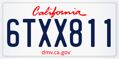 CA license plate 6TXX811