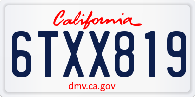 CA license plate 6TXX819