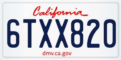 CA license plate 6TXX820