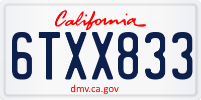 CA license plate 6TXX833