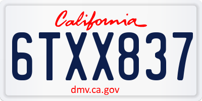 CA license plate 6TXX837