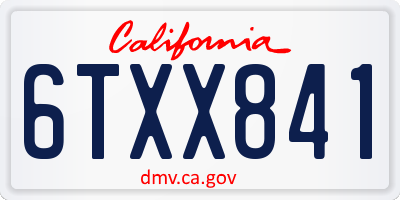CA license plate 6TXX841