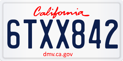 CA license plate 6TXX842