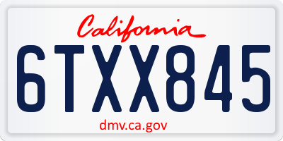 CA license plate 6TXX845
