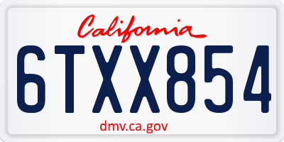 CA license plate 6TXX854