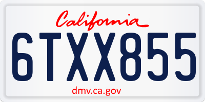 CA license plate 6TXX855