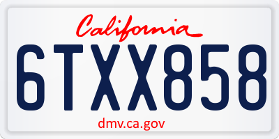 CA license plate 6TXX858