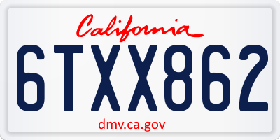CA license plate 6TXX862