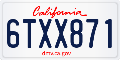 CA license plate 6TXX871