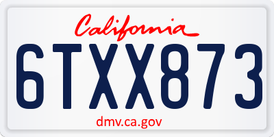 CA license plate 6TXX873