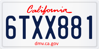 CA license plate 6TXX881