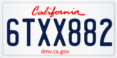 CA license plate 6TXX882
