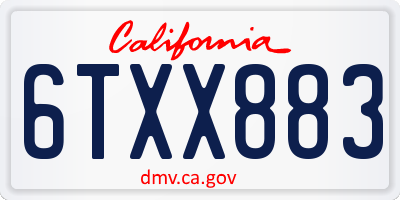 CA license plate 6TXX883