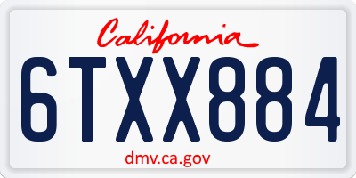 CA license plate 6TXX884