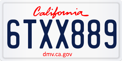 CA license plate 6TXX889