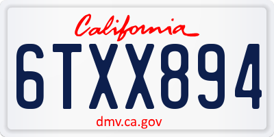 CA license plate 6TXX894