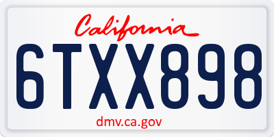 CA license plate 6TXX898