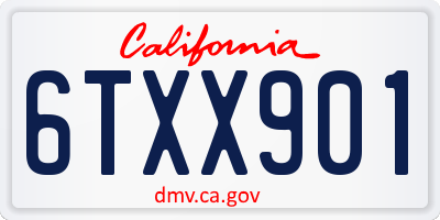 CA license plate 6TXX901