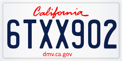 CA license plate 6TXX902