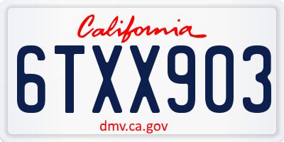 CA license plate 6TXX903