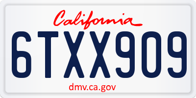 CA license plate 6TXX909
