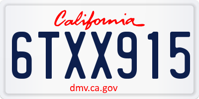 CA license plate 6TXX915