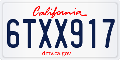 CA license plate 6TXX917