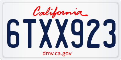 CA license plate 6TXX923