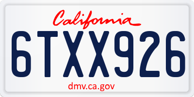 CA license plate 6TXX926
