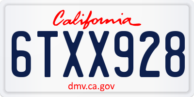 CA license plate 6TXX928