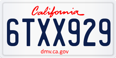 CA license plate 6TXX929