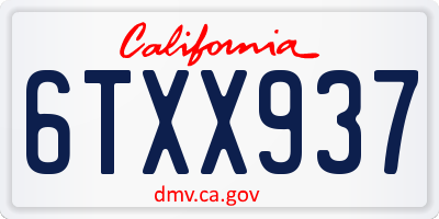 CA license plate 6TXX937