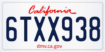 CA license plate 6TXX938