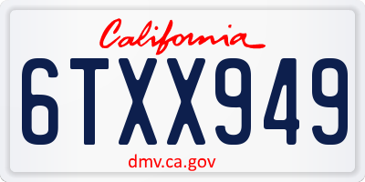 CA license plate 6TXX949