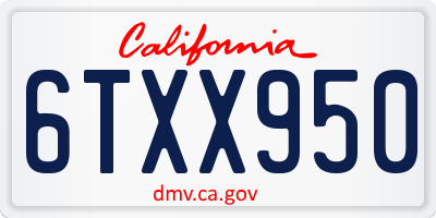 CA license plate 6TXX950