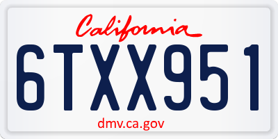 CA license plate 6TXX951