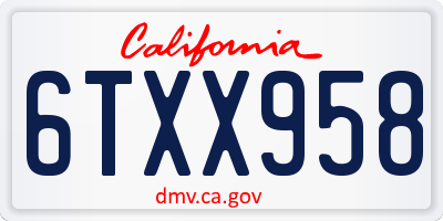 CA license plate 6TXX958