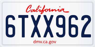 CA license plate 6TXX962