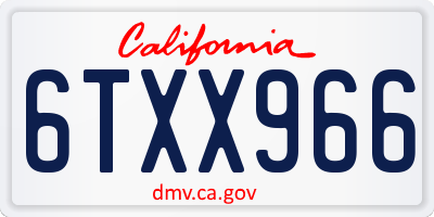 CA license plate 6TXX966